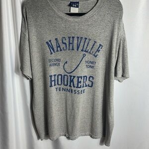 Blue 84 Nashville Hookers Graphic Tee Shirt Gray Size L Funny Honky Tonk Music